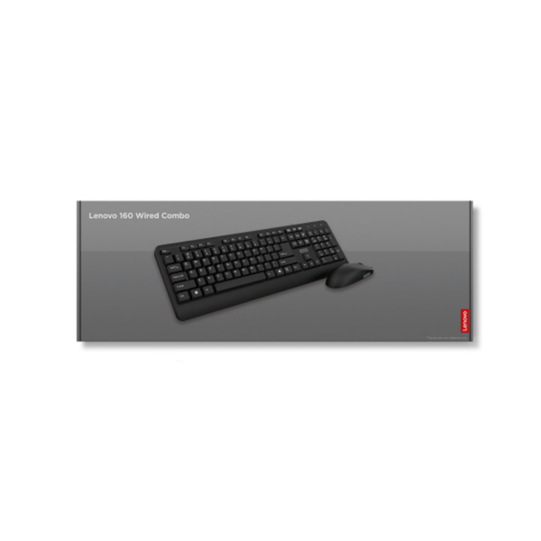 Ensemble combiné clavier et souris filaire Lenovo 160 - Couleur Noir – Image 2